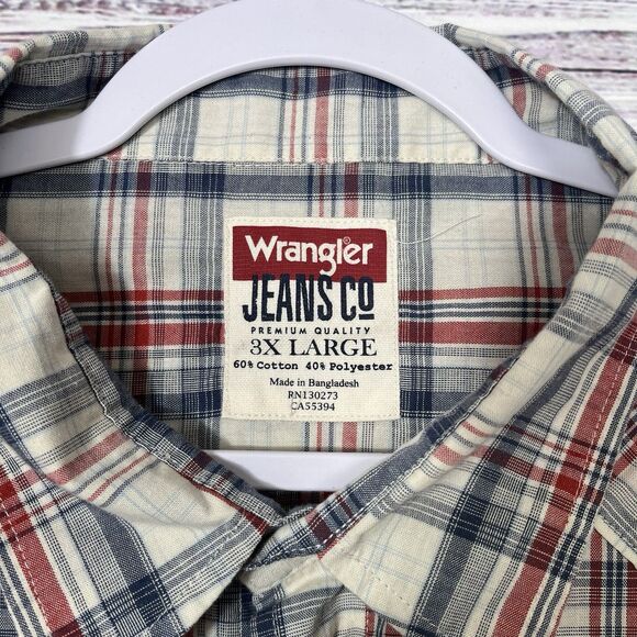 Wrangler Jeans Co 3XL Plaid Cotton Casual Shirt Pearl Snap L/S Western Cowboy - Picture 4 of 10
